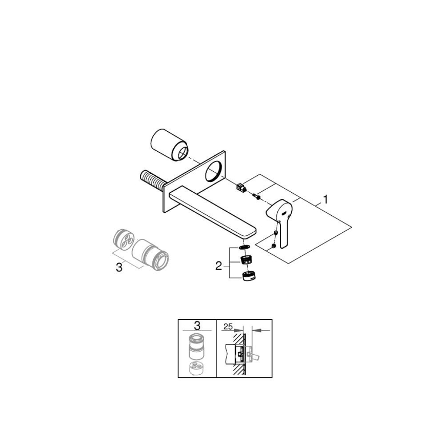 GROHE 23444001 - Umyvadlová dvouotvorová baterie LINEARE 207 mm lesklý chrom