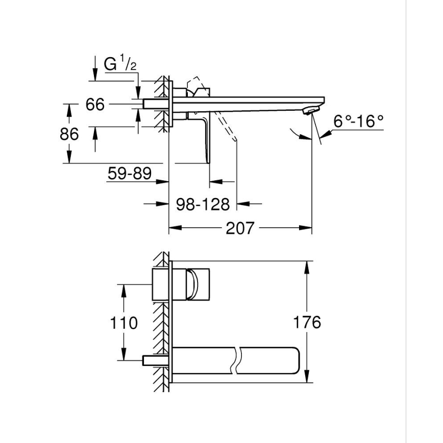 GROHE 23444001 - Umyvadlová dvouotvorová baterie LINEARE 207 mm lesklý chrom