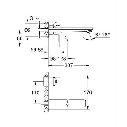 GROHE 23444AL1 - Umyvadlová baterie pro podomítkovou instalaci LINEARE 207 mm grafit