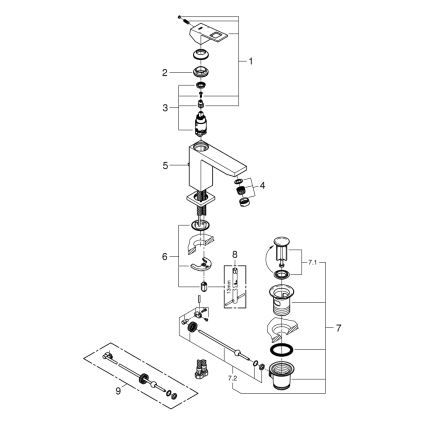 GROHE 23445AL0 - Umyvadlová baterie EUROCUBE velikost M grafit