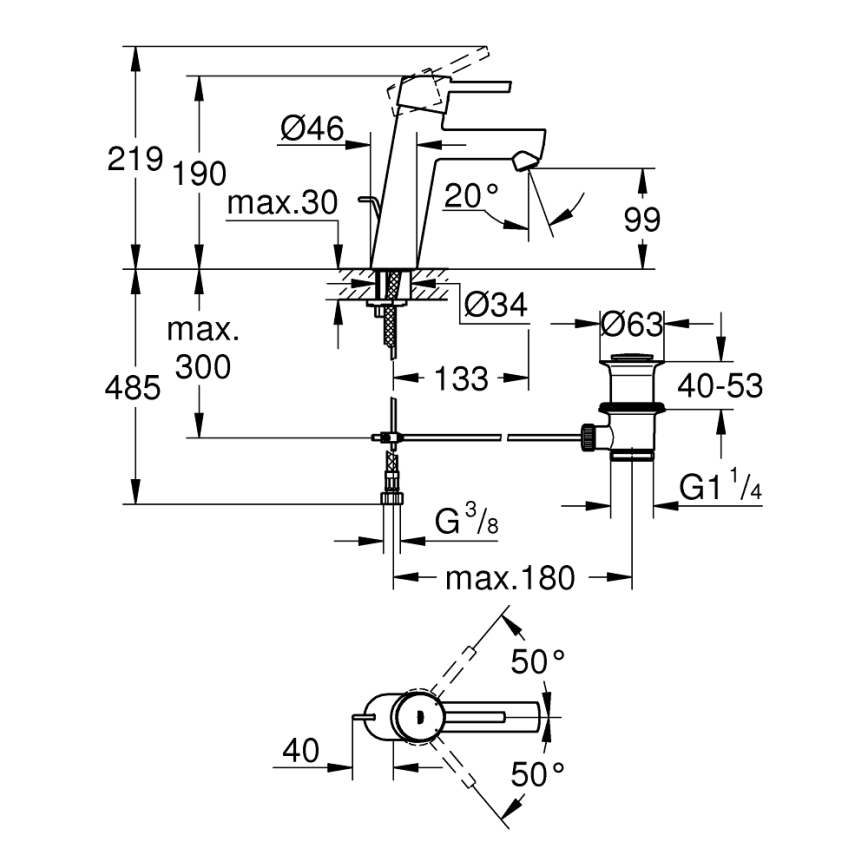 GROHE 23450001 - Umyvadlová baterie CONCETTO M lesklý chrom