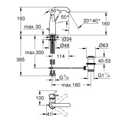 GROHE 23462GN1 - Umyvadlová baterie ESSENCE DN 15 velikost M zlatá