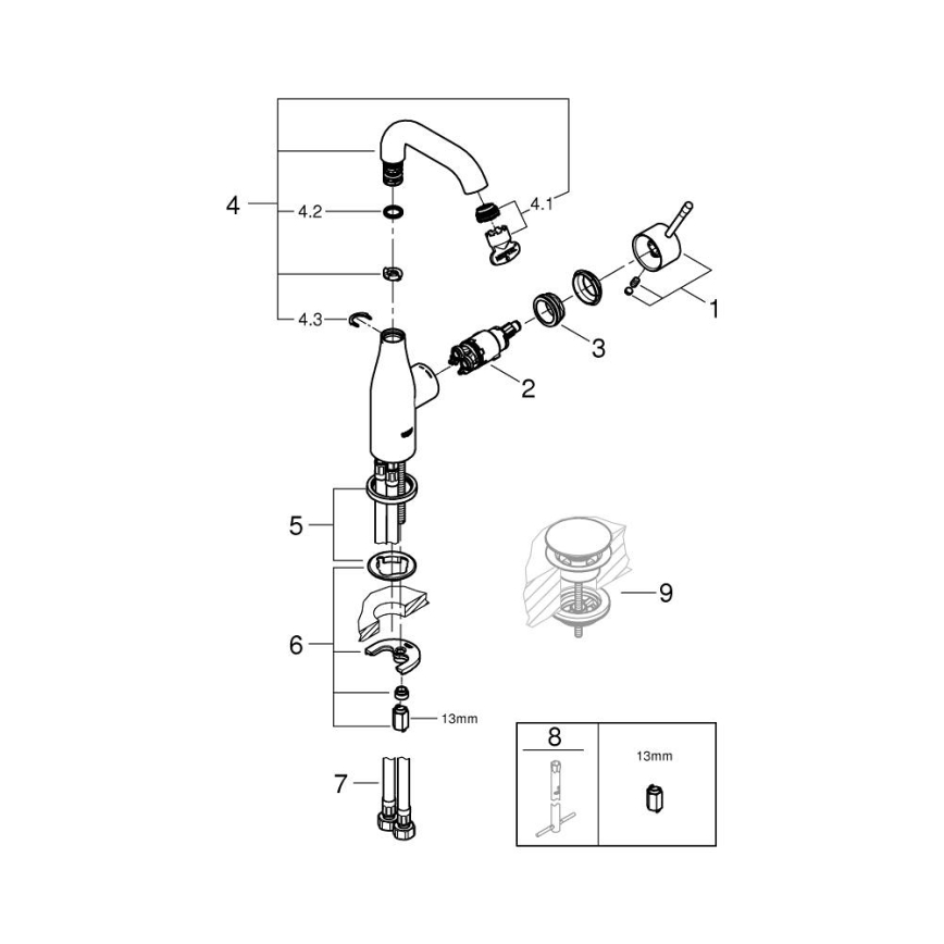 GROHE 23463001 - Umyvadlová baterie ESSENCE velikost M lesklý chrom