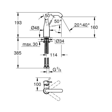 GROHE 23463001 - Umyvadlová baterie ESSENCE velikost M lesklý chrom
