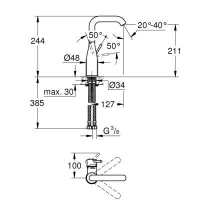 GROHE 23541001 - Umyvadlová baterie ESSENCE DN 15 lesklý chrom