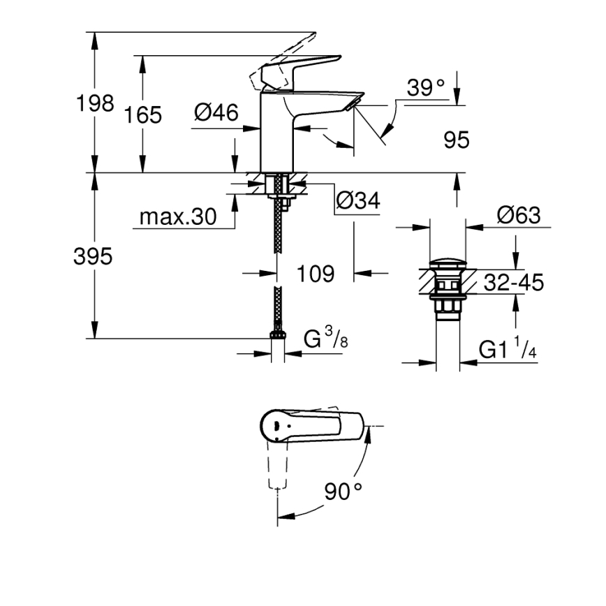 GROHE 23551002 - Umyvadlová baterie START velikost S lesklý chrom