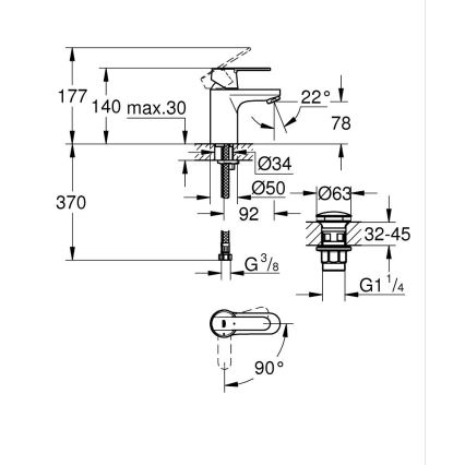 GROHE 23586LS0 - Umyvadlová baterie GET velikost S bílá