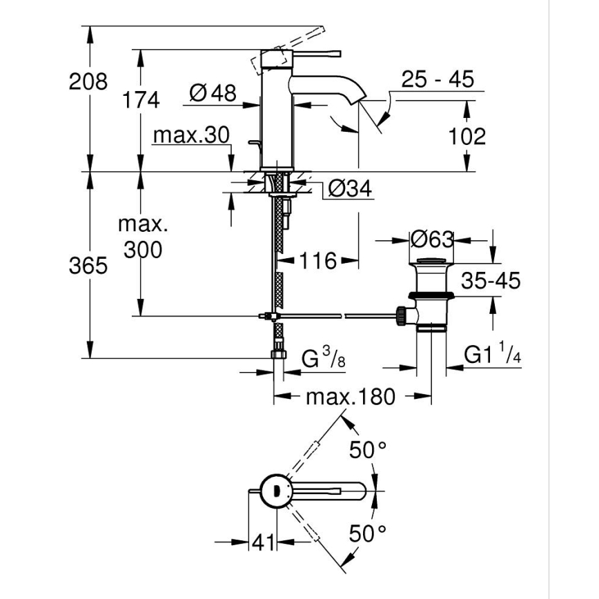 GROHE 23589GN1 - Umyvadlová baterie ESSENCE DN 15 velikost S zlatá