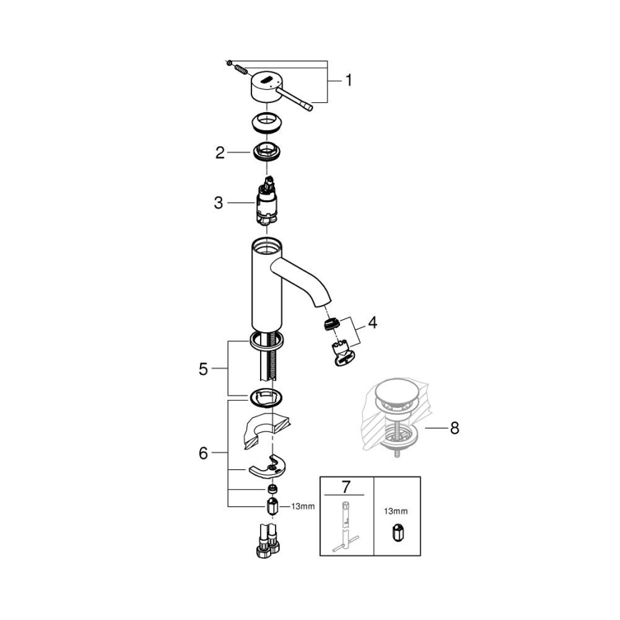 GROHE 23590001 - Umyvadlová baterie ESSENCE velikost S lesklý chrom
