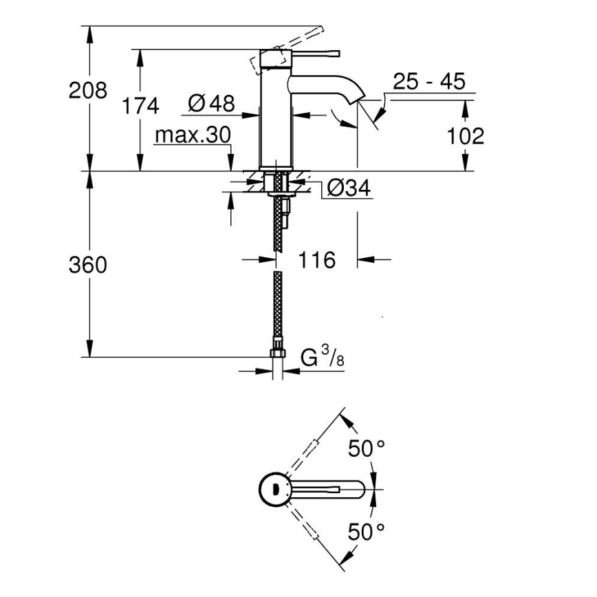 GROHE 23590GN1 - Umyvadlová baterie ESSENCE velikost S zlatá