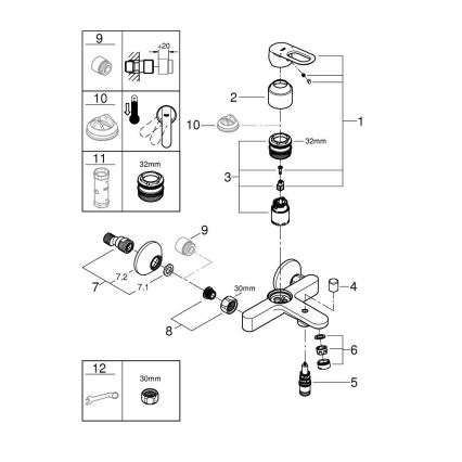GROHE 23603000 - Vanová baterie BAULOOP DN 15 lesklý chrom