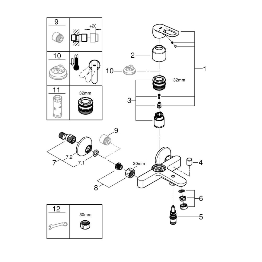 GROHE 23603000 - Vanová baterie BAULOOP DN 15 lesklý chrom