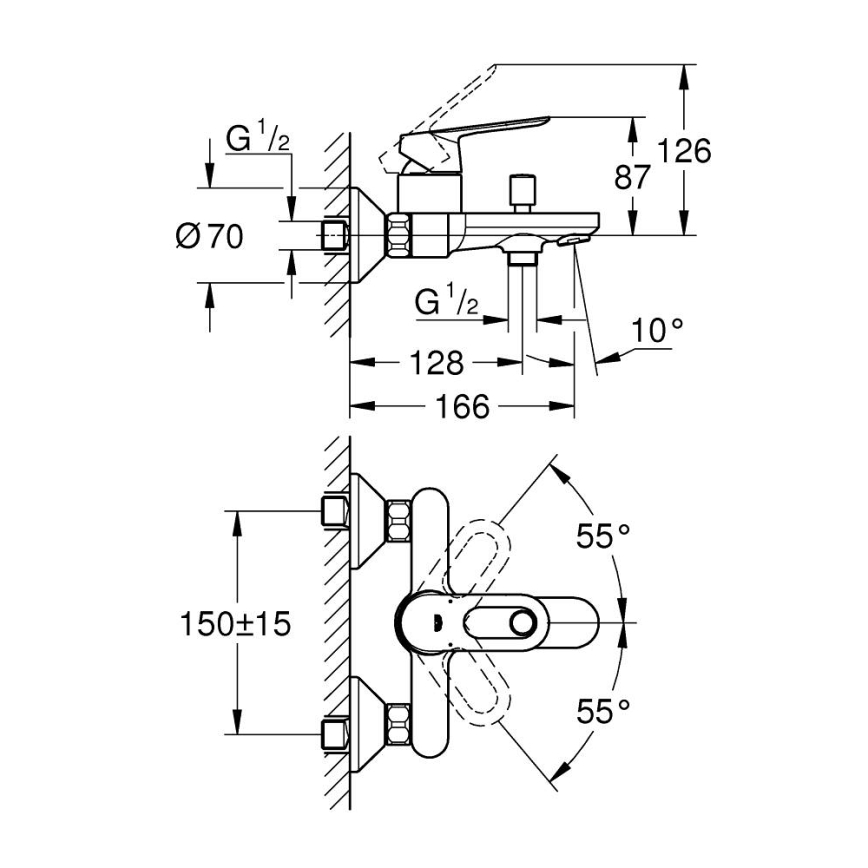 GROHE 23603000 - Vanová baterie BAULOOP DN 15 lesklý chrom