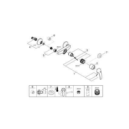 GROHE 23631000 - Sprchová baterie BAUCURVE 150 mm lesklý chrom