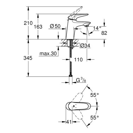 GROHE 23715003 - Umyvadlová baterie EUROSTYLE velikost S lesklý chrom