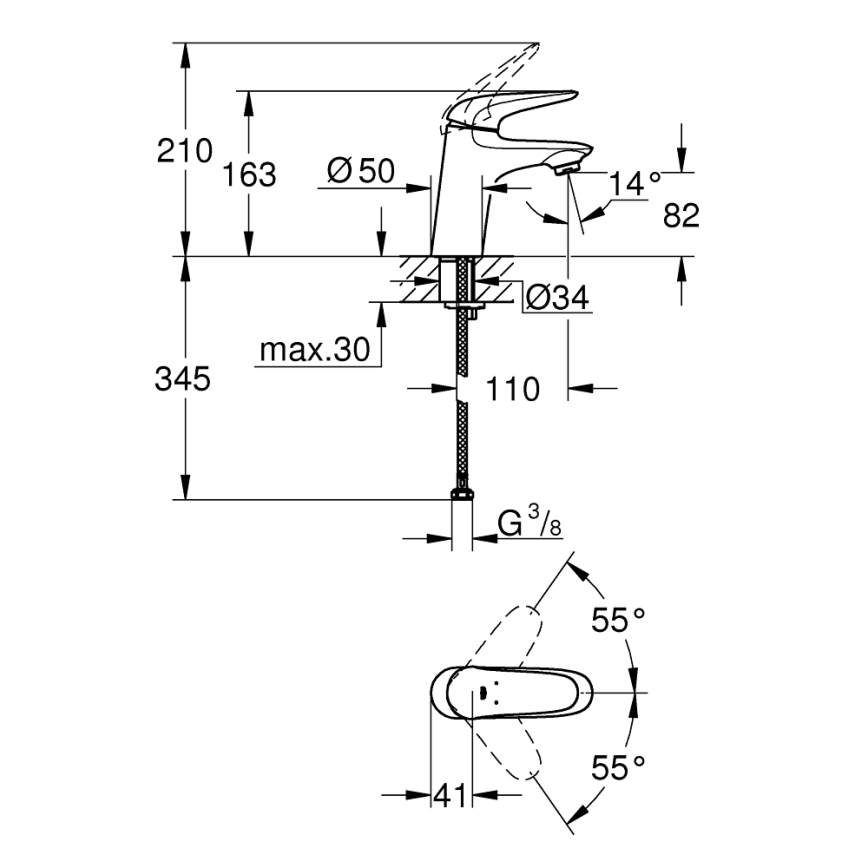 GROHE 23715003 - Umyvadlová baterie EUROSTYLE velikost S lesklý chrom
