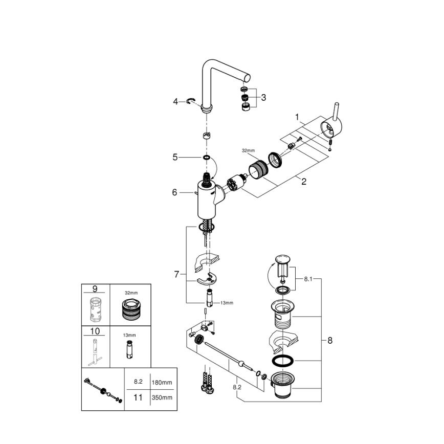 GROHE 23739002 - Umyvadlová baterie CONCETTO 291 mm lesklý chrom