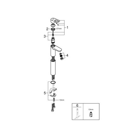 GROHE 23764000 - Umyvadlová baterie BAULOOP DN 15 lesklý chrom