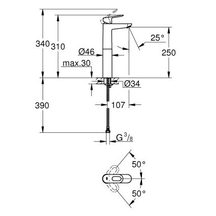 GROHE 23764000 - Umyvadlová baterie BAULOOP DN 15 lesklý chrom