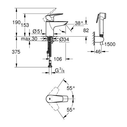 GROHE 23773001 - Umyvadlová baterie START EDGE velikost S lesklý chrom