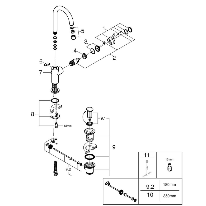 GROHE 23783000 - Umyvadlová baterie START CLASSIC 311 mm lesklý chrom