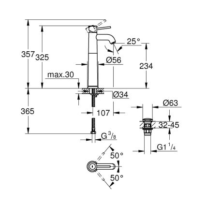 GROHE 23784000 - Umyvadlová baterie START CLASSIC 357 mm lesklý chrom