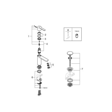 GROHE 23791001 - Umyvadlová baterie LINEARE XS lesklý chrom