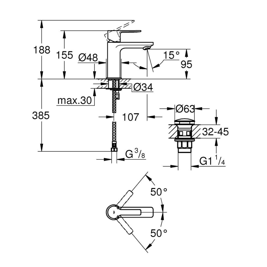 GROHE 23791001 - Umyvadlová baterie LINEARE XS lesklý chrom