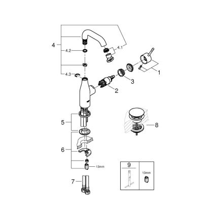 GROHE 23798001 - Umyvadlová baterie ESSENCE DN 15 velikost M lesklý chrom