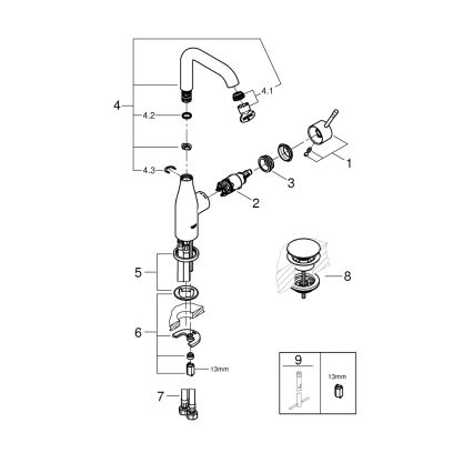 GROHE 23799001 - Umyvadlová baterie ESSENCE velikost L lesklý chrom