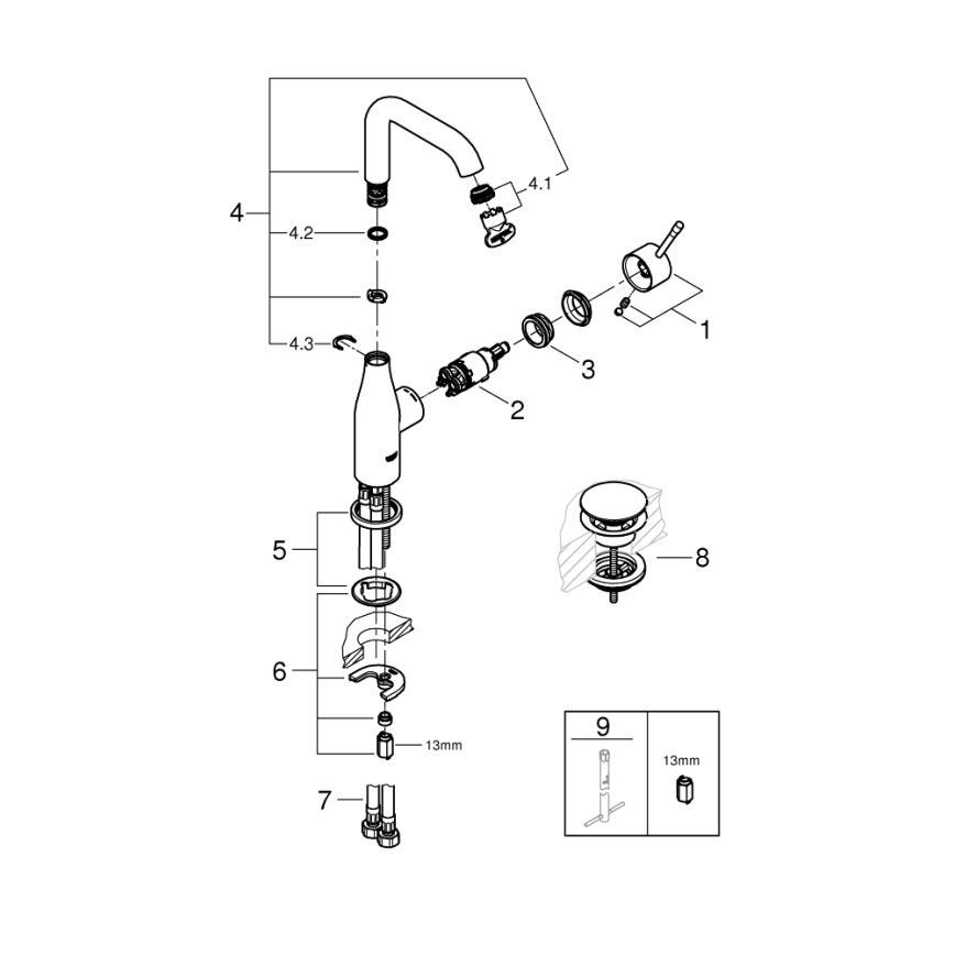 GROHE 23799001 - Umyvadlová baterie ESSENCE velikost L lesklý chrom