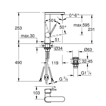 GROHE 23844003 - Umyvadlová baterie PLUS velikost L lesklý chrom