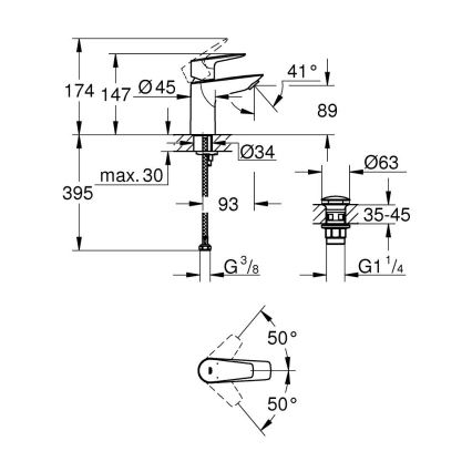 GROHE 23898001 - Umyvadlová baterie START EDGE lesklý chrom