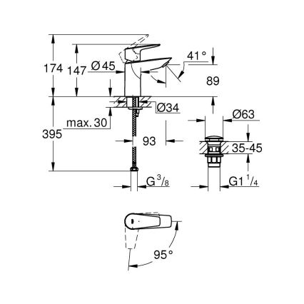 GROHE 23900001 - Umyvadlová baterie START EDGE velikost S lesklý chrom