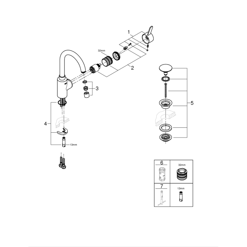 GROHE 23933001 - Umyvadlová baterie EUROSMART COSMOPOLITAN velikost L chrom