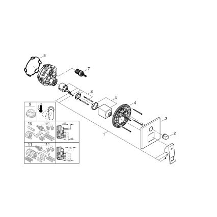 GROHE 24094000 - Baterie EUROCUBE s 3cestným přepínačem lesklý chrom