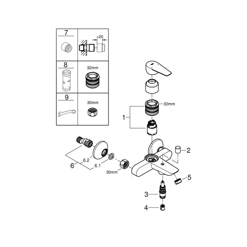 GROHE 24198001 - Vanová baterie DN 15 lesklý chrom