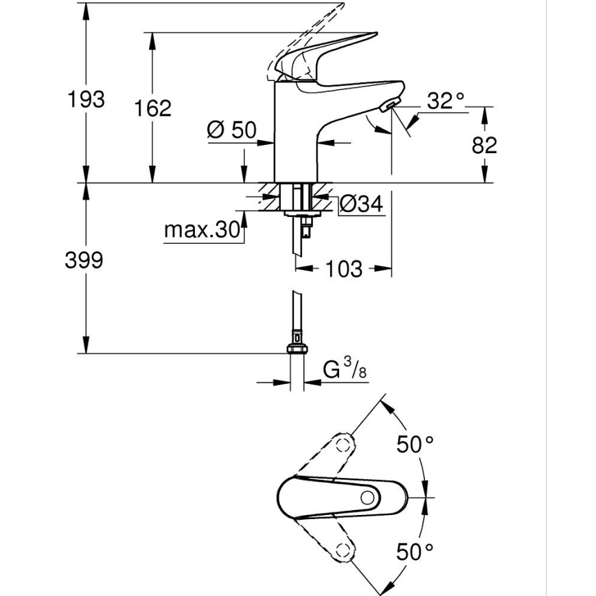 GROHE 24317001 - Umyvadlová baterie SWIFT 162 mm lesklý chrom