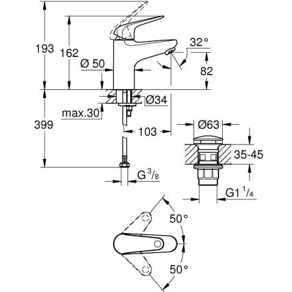 GROHE 24318001 - Umyvadlová baterie SWIFT 162 mm lesklý chrom