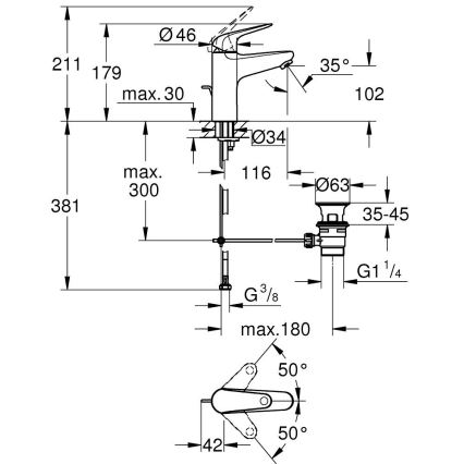 GROHE 24328001 - Umyvadlová baterie SWIFT 179 mm lesklý chrom