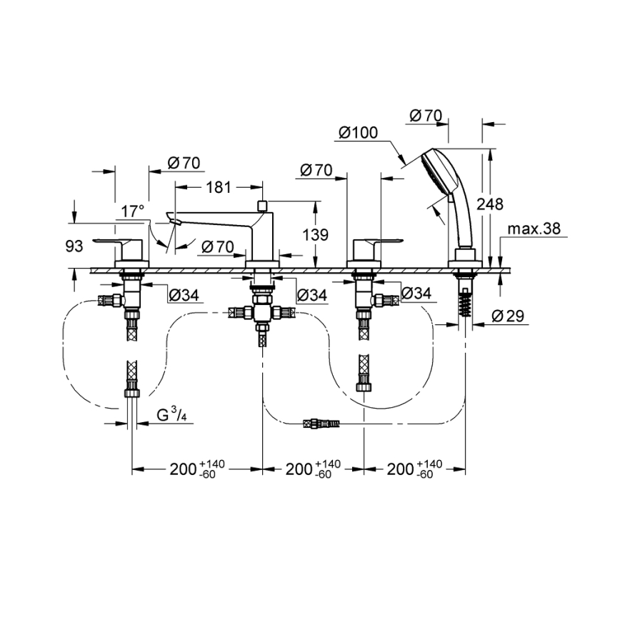 GROHE 2511900A - Vanová baterie BAULOOP DN 20 lesklý chrom