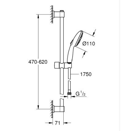 GROHE 26032001 - Sprchová souprava VITALIO START 110 600 mm lesklý chrom