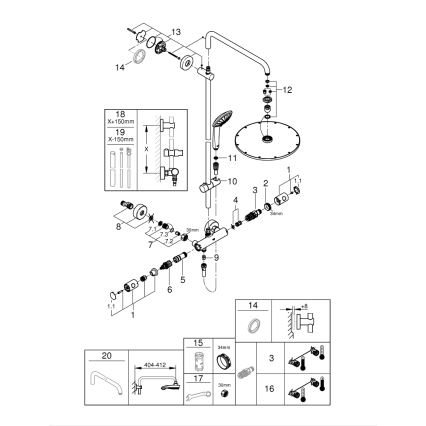 GROHE 26075GL0 - Sprchový systém EUPHORIA SYSTEM 310 450 mm zlatá