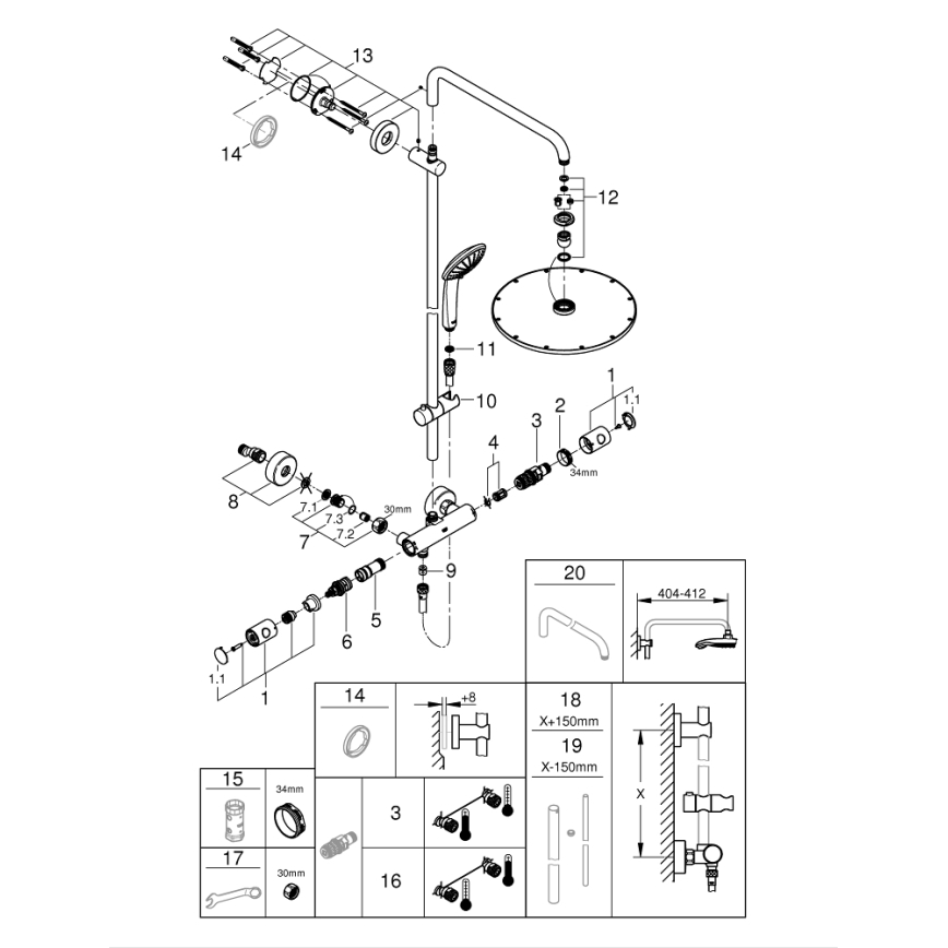 GROHE 26075GN0 - Sprchový systém EUPHORIA 310 450 mm zlatá