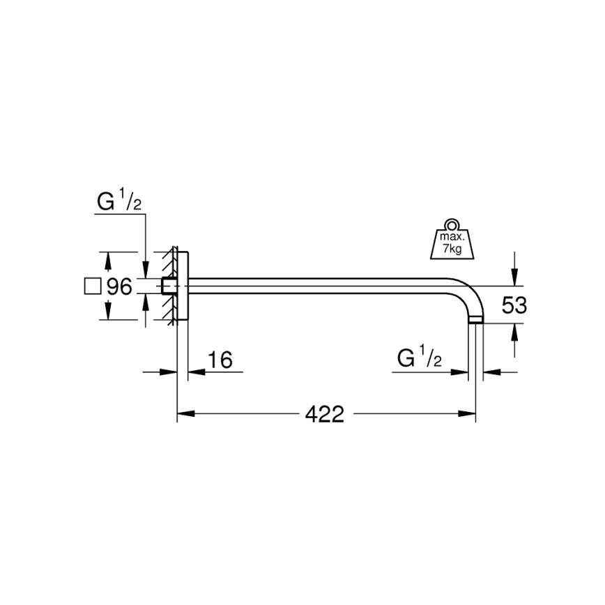 GROHE 26145000 - Sprchové rameno RAINSHOWER 422 mm lesklý chrom