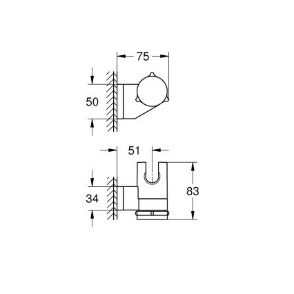 GROHE 26183001 - Nástěnný držák sprchy VITALIO UNIVERSAL lesklý chrom