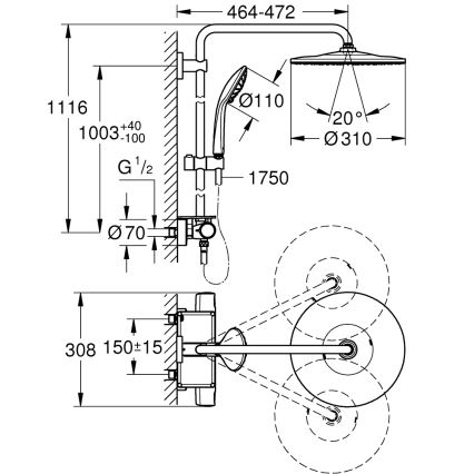 GROHE 26401001 - Sprchový systém VITALIO JOY SYSTEM 310 lesklý chrom