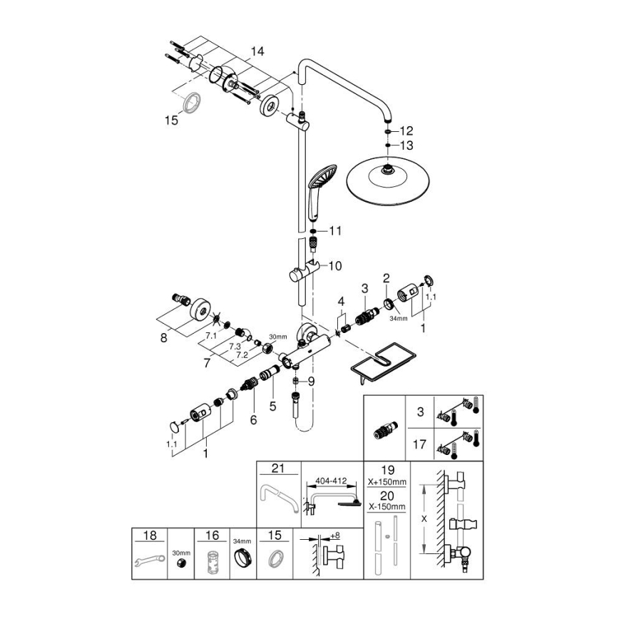 GROHE 26403001 - Sprchový systém VITALIO JOY 260 450 mm lesklý chrom