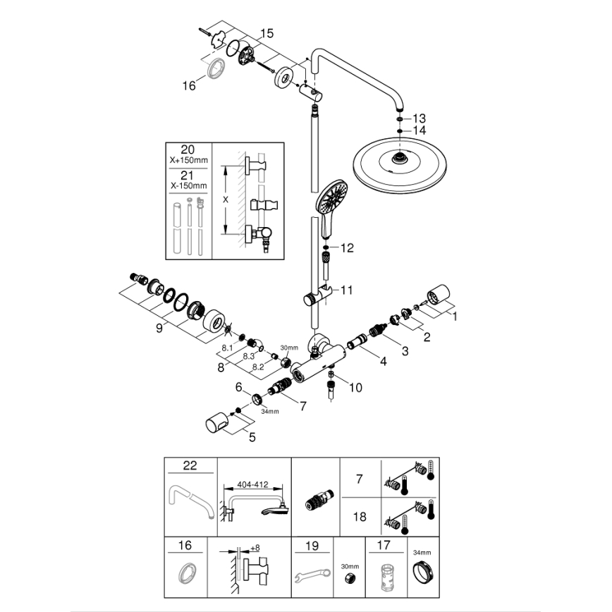 GROHE 26648000 - Sprchový systém RAINSHOWER SMARTACTIVE 310 450 mm lesklý chrom