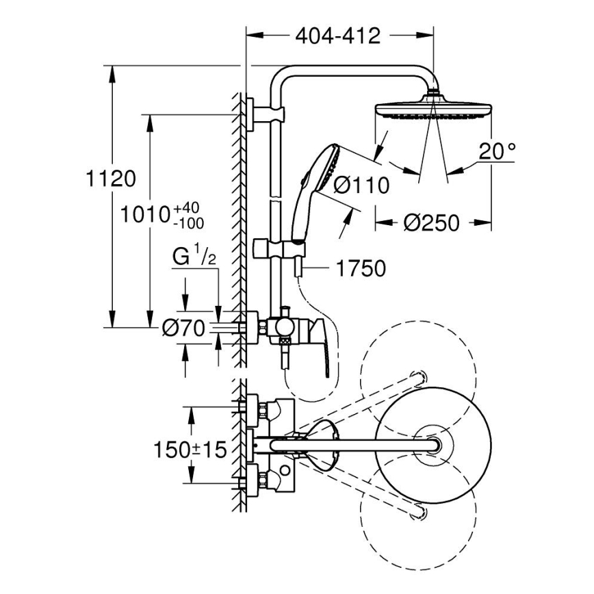 GROHE 26679001 - Sprchový systém VITALIO START 250 390 mm lesklý chrom